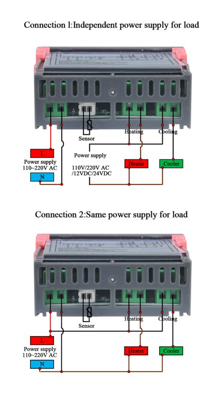 STC-1000 Controller (Complete Setup Guide) 4 Image of STC 1000 temperature controller wiring option 1 with same power for load