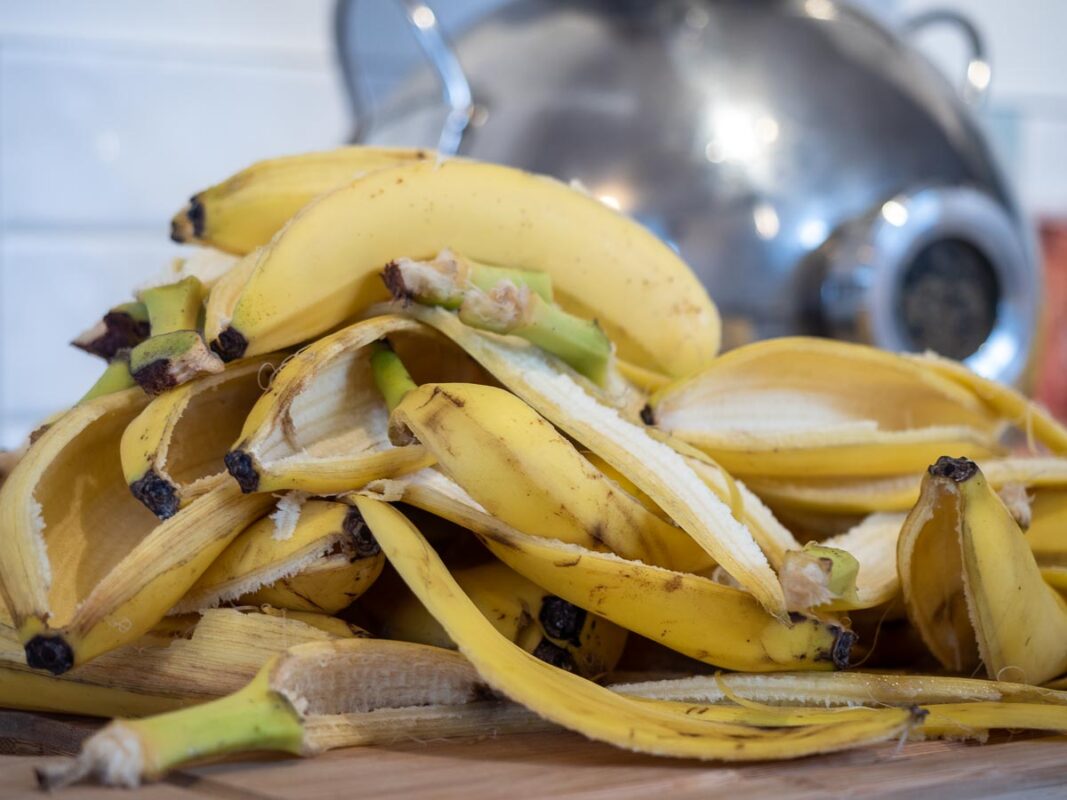 Banana Moonshine Recipe (How To Make Easy Banana Brandy At Home) 4 Image of DIY Distilling peeling bananas to make banana wine